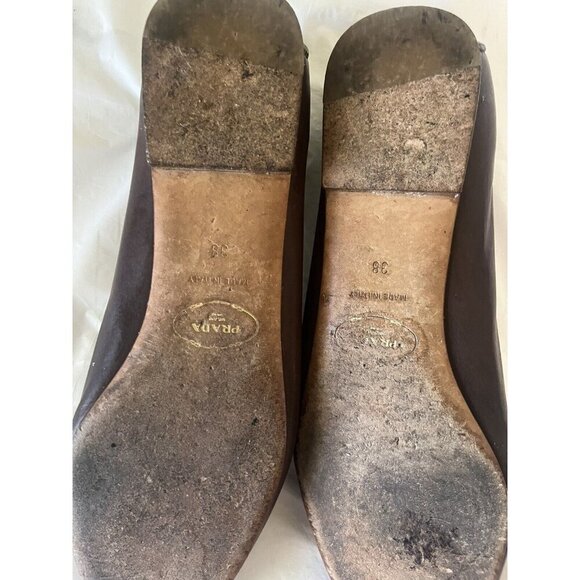 Prada Brown Leather flat loafer  Stitching Sz 38 8 US - Picture 12 of 12